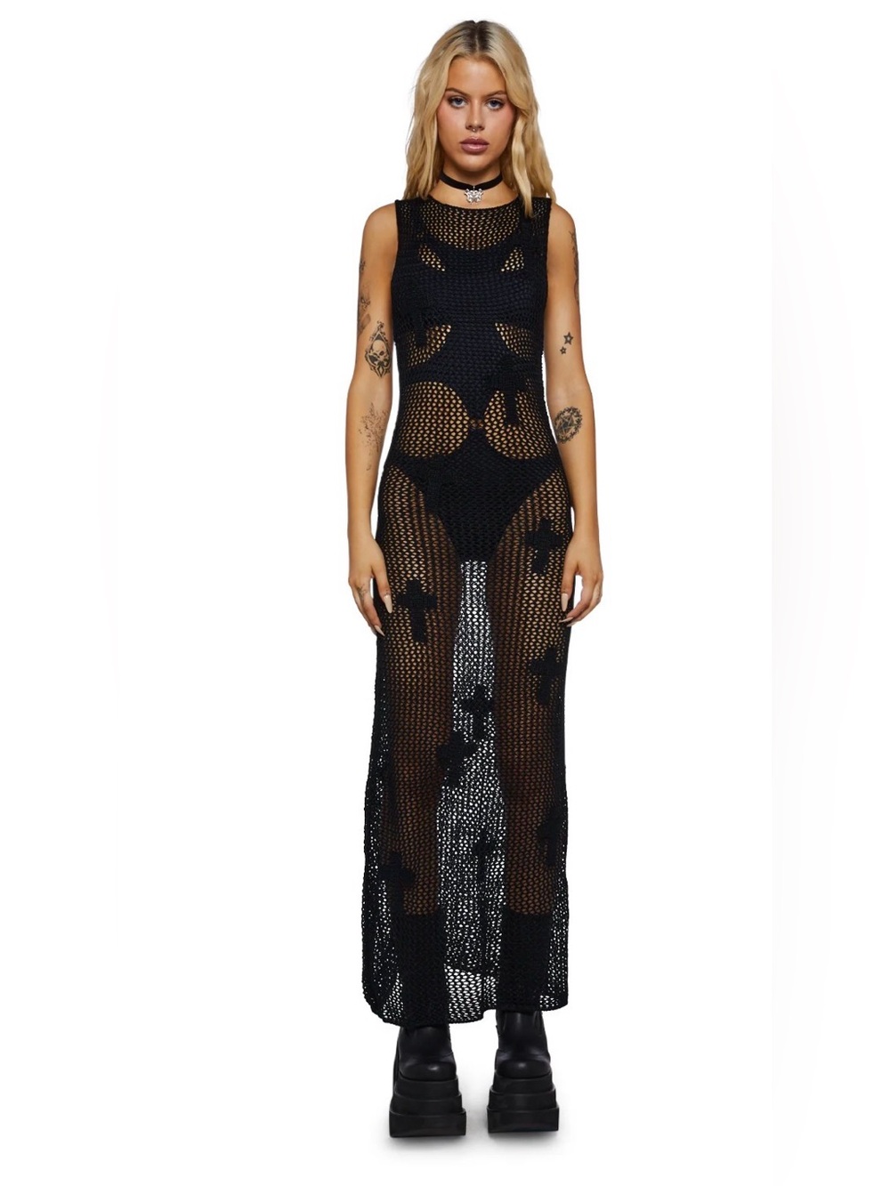 Ragged Priest Shimmer crochet dress - UK L. US 12 - New